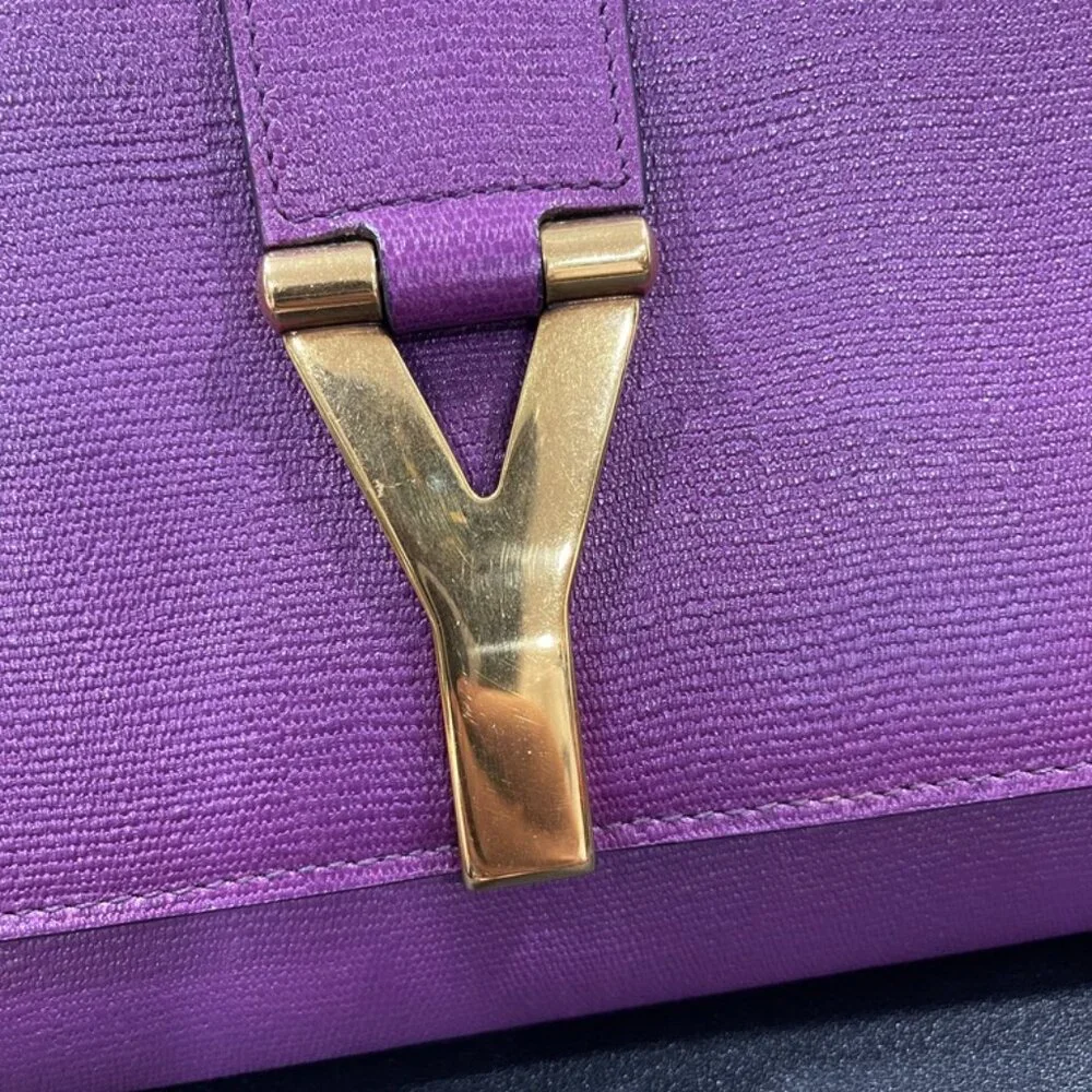 Saint Laurent Textured Calfskin Classic Y Ligne Clutch Purple (JB1424)